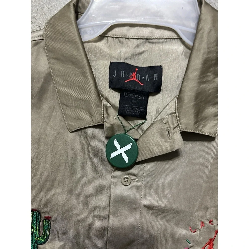 Cactus Jack By Travis Scott X Jordan‎ Button Front Shirt Khaki University Red L